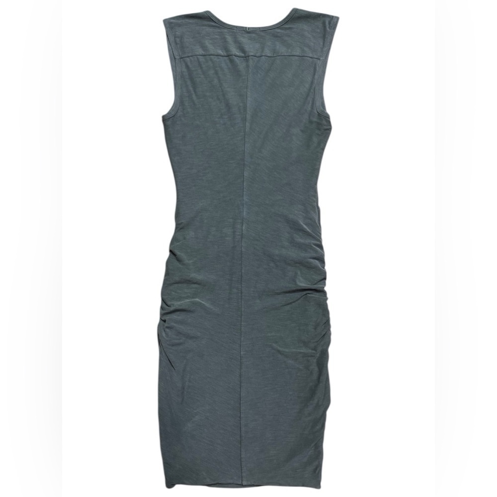 JAMES PERSE Wide Strap Ruched Dress Khaki Green-Grey  Women’s Size 1 Scoop Neck - Picture 6 of 16